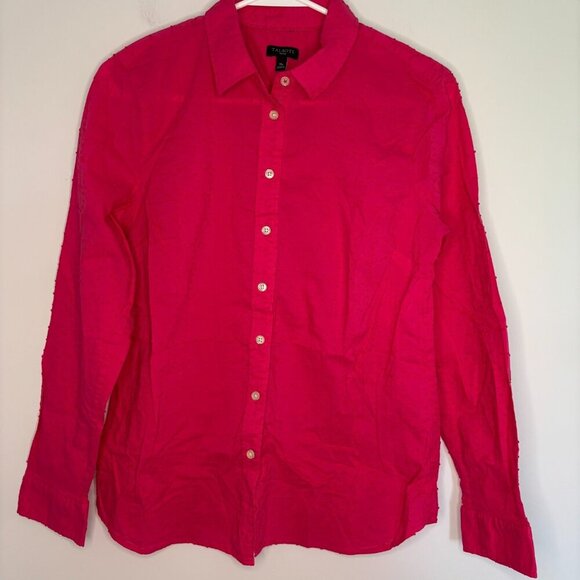 TALBOTS Petite Medium Button Up Collared Long Sleeve Blouse Embroidered - Picture 1 of 4